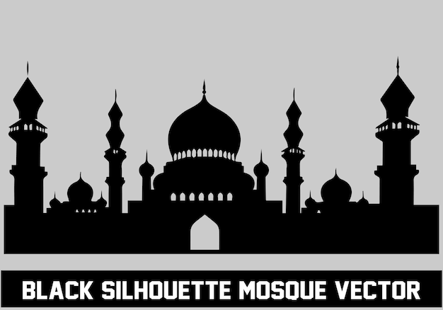 Силуэт мечети черный цвет для исламского дизайна Вектор