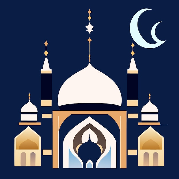 Mosque Silhouette in Detailed Vector Art