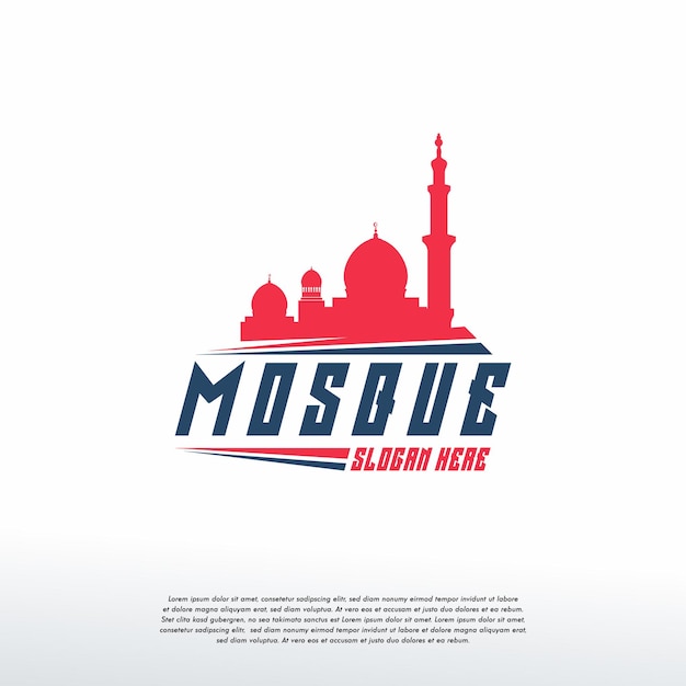 Modello di logo dell'icona della siluetta della moschea, modello di progettazione dell'illustrazione di vettore dell'icona della moschea