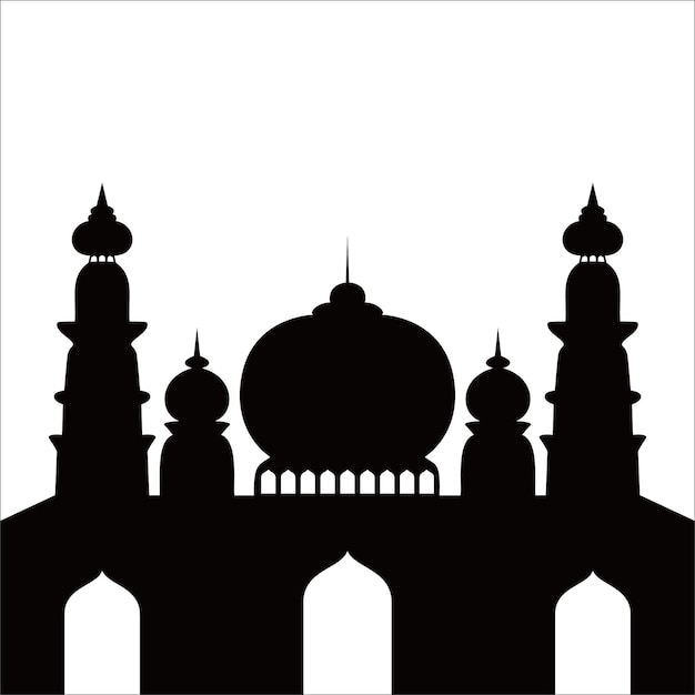 モスクのシルエット。イスラムの建物の背景記号と記号。
