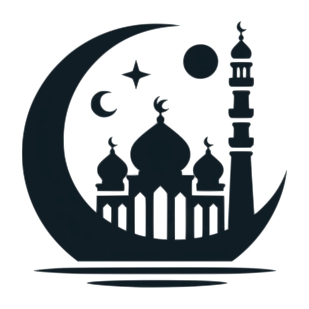 Mosque Silhouette Logo Isolated White Background