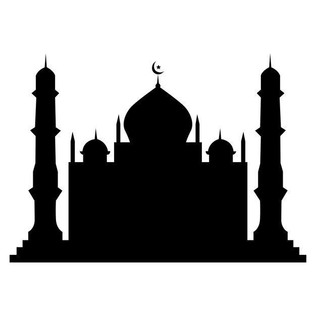Vector mosque silhouette transparent background vector illustration