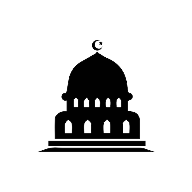 Vettore moschea semplice icona luogo di culto islamico simboli musulmani illustrazione vettoriale icona di moschea piatta