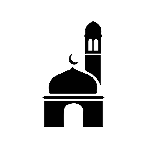 Vector mosque simple icon islamic worship place muslim symbols vector illustration flat mosque icon
