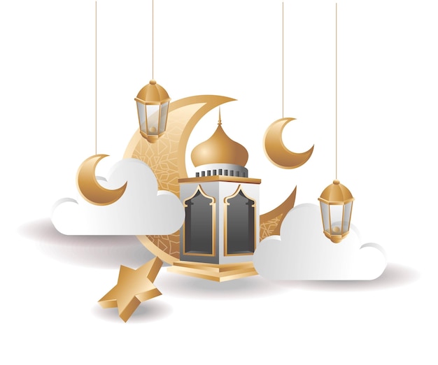 Mosque star moon  Ramadan kareem concept illustration