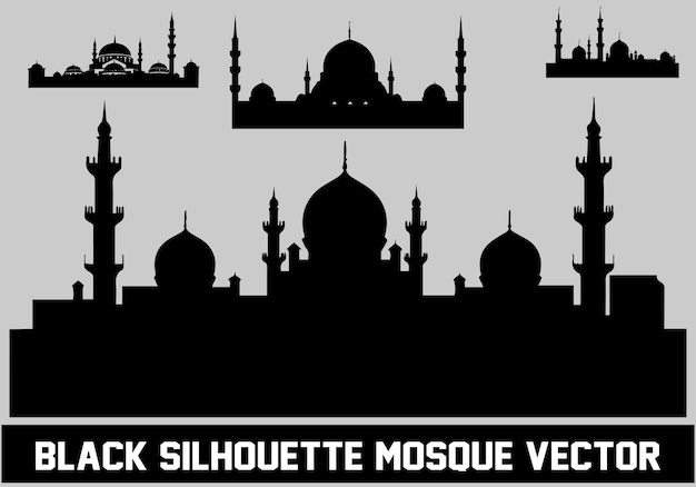 Vector mosque vector silhouette bundle white background