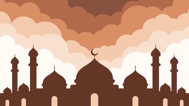 Mosque with clouds in neutral color