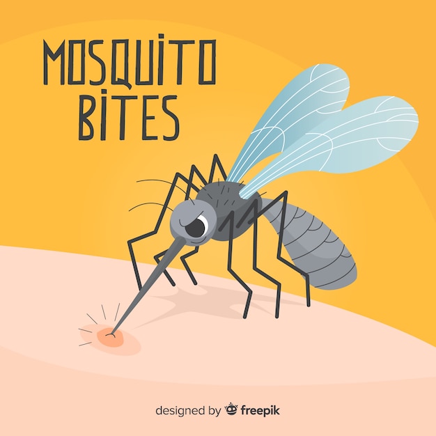 Mosquito biting a a person with flat design