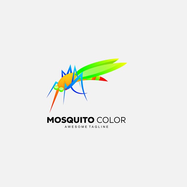 蚊のカラフルなデザイン テンプレートのロゴ