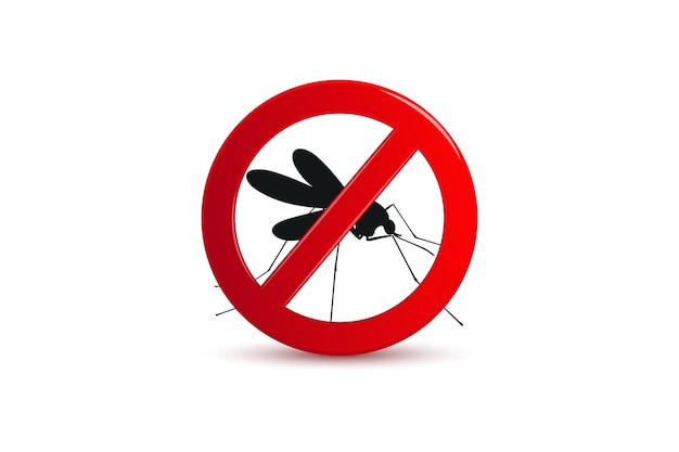 Mosquito warning sign with flat design