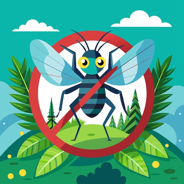 Vector mosquito warning sign with flat design