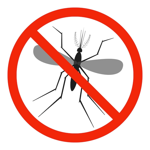 Vector the mosquito with red ban sign stop mosquito sign no mosquito