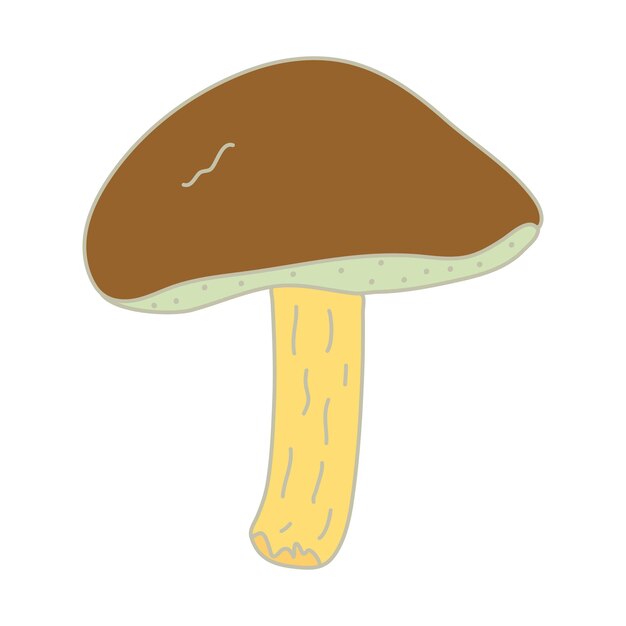 Mossiness mushroom hand drawn color doodle illustration