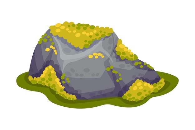 Mossy stone or boulder as forest element vector illustration