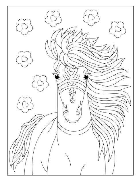 Most beautiful horse outline for horse lover kids