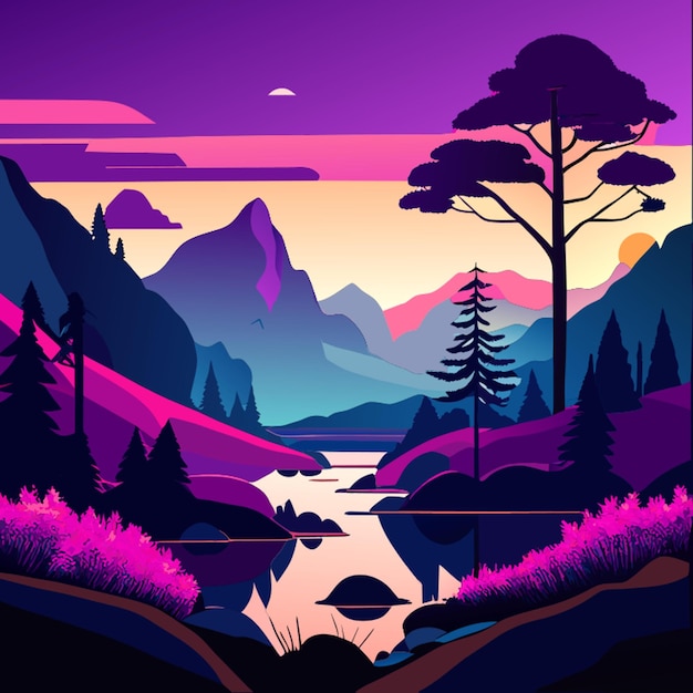 Vector the most beautiful scenery in the world vector illustration