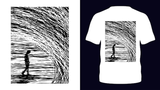 Vector most popular abstract illusion tshirt illustration of a person