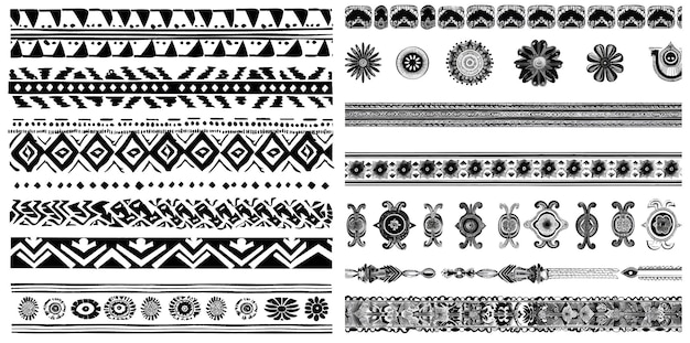 Vector most popular ethnic border in one mega pack set collections