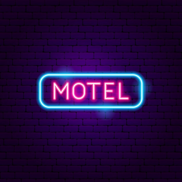 Motel neon label. vector illustration of street promotion.