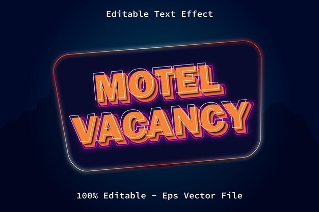 Motel vacancy con effetto testo in stile moderno