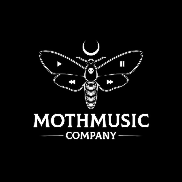 Vettore modello di logo di moth music media player