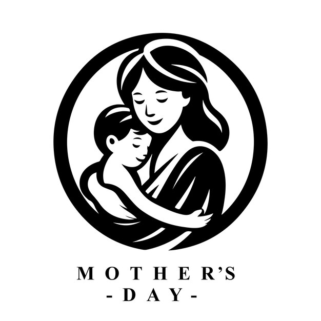 Vector mother and baby love in special silhouette white background style for mothers day vector design