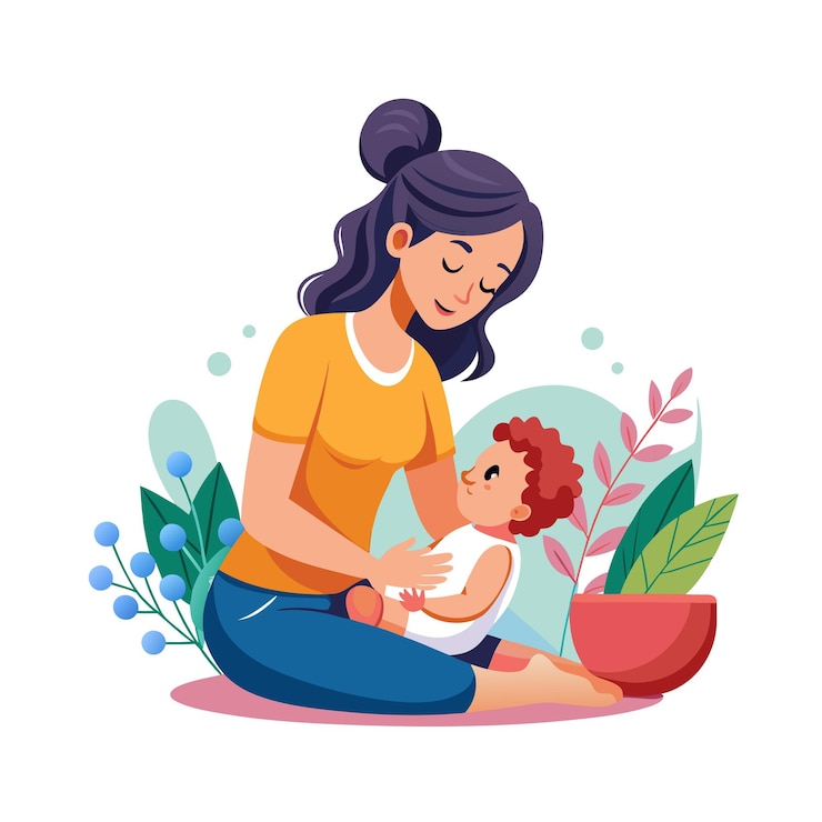 Vector mother and baby special emotional daily moments vector illustration