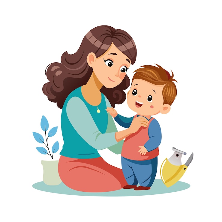 Vector mother and baby special emotional daily moments vector illustration