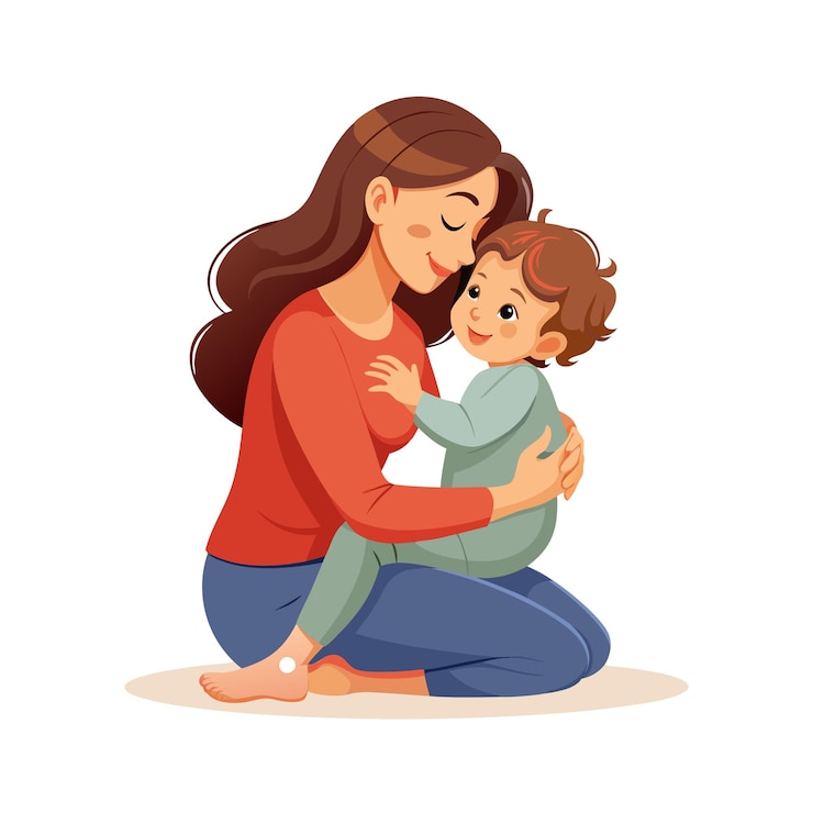 Vector mother and baby special emotional daily moments vector illustration