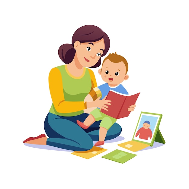 mother and baby special emotional daily moments vector illustration