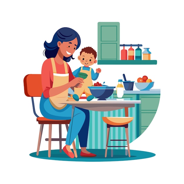 mother and baby special emotional daily moments vector illustration