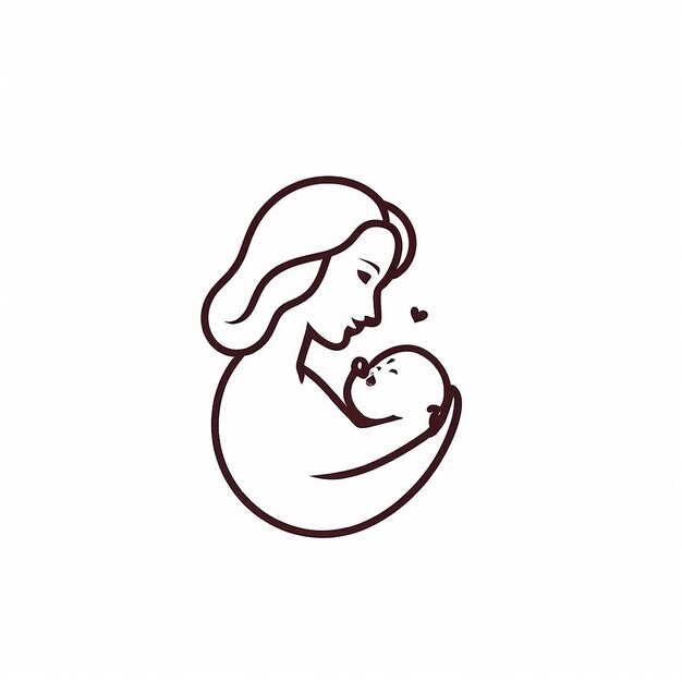 mother and baby vector symbol mom hugs her child flat minimalist logo icon template