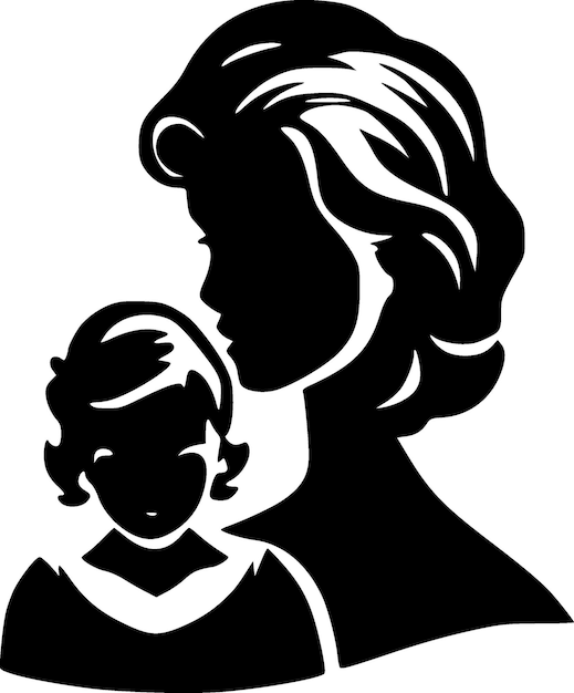 Vector mother black and white isolated icon vector illustration