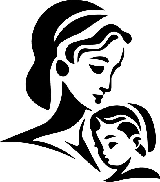 Vector mother black and white isolated icon vector illustration