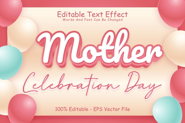 Mother Celebration Day Editable Text Effect 3 Dimension Emboss Modern Style