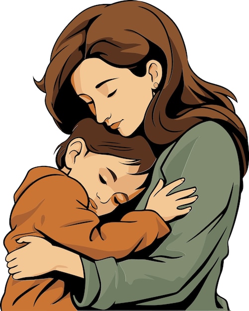 Vector mother and child connection vector illustrationheartwarming mom vector design