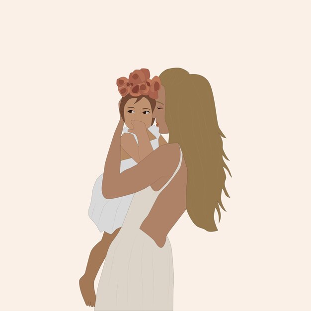 Vector mother and child illustration