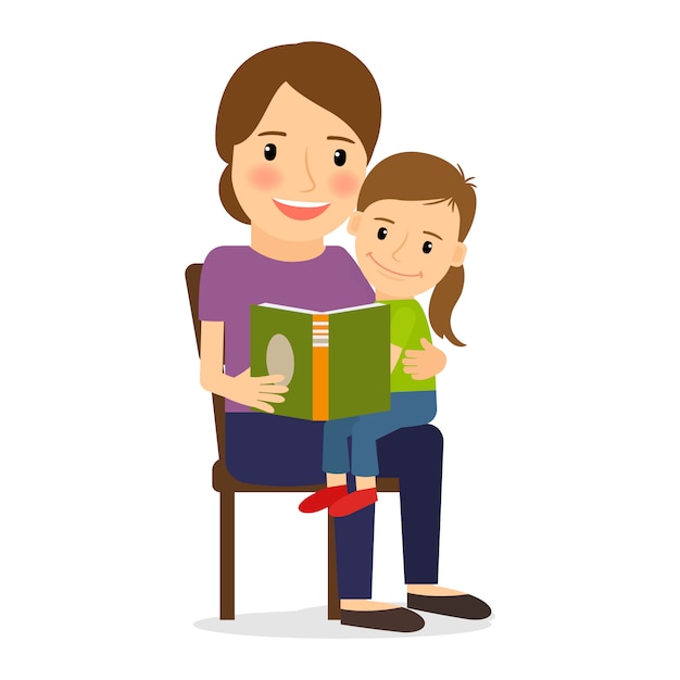 Mother and child reading book