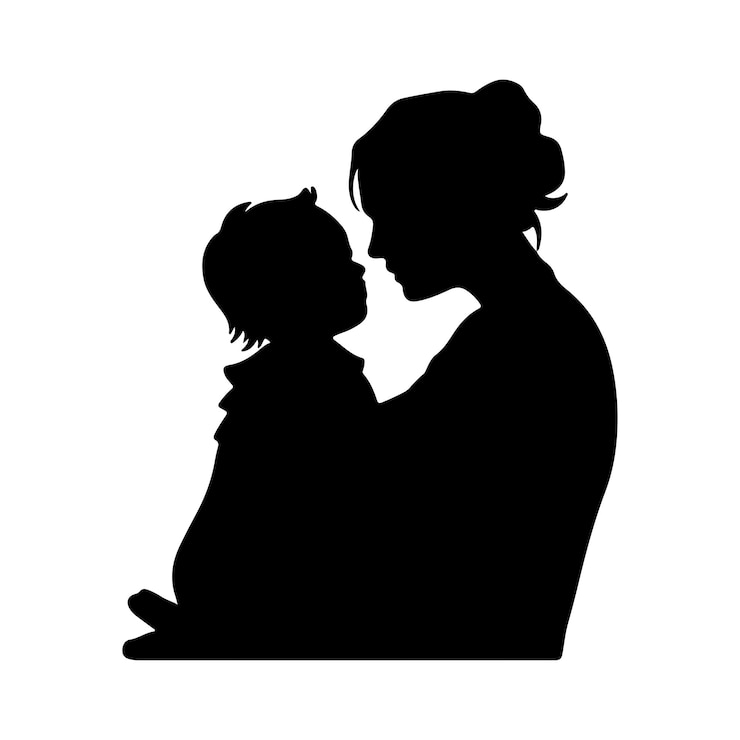 Vector 母と子のシルエット画像