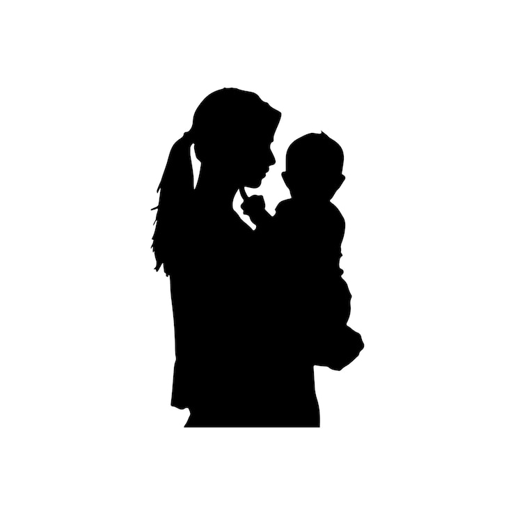 Vector 母と子のシルエット画像