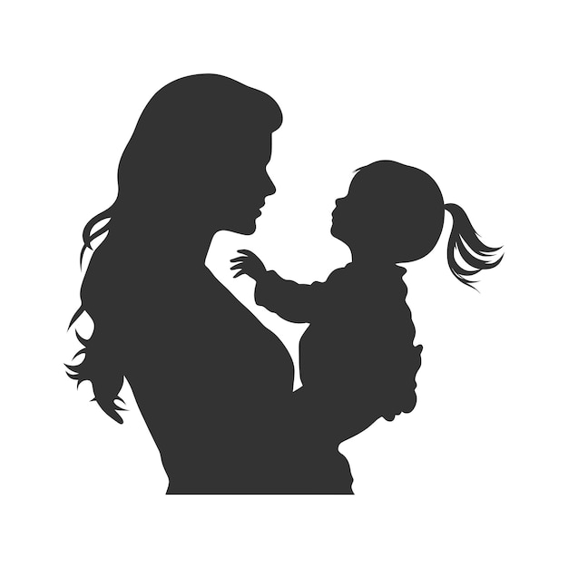 Vector mother child silhouette vector illustration