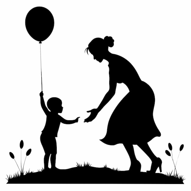 Vector mother and child silhouettes vector 15