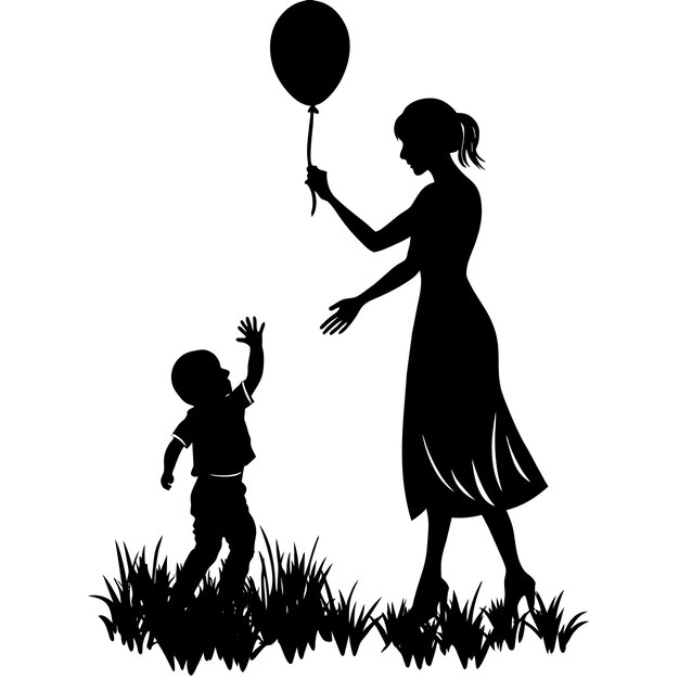 Vector mother and child silhouettes vector 17