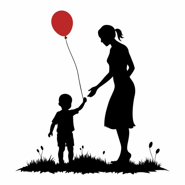 Vector mother and child silhouettes vector 19