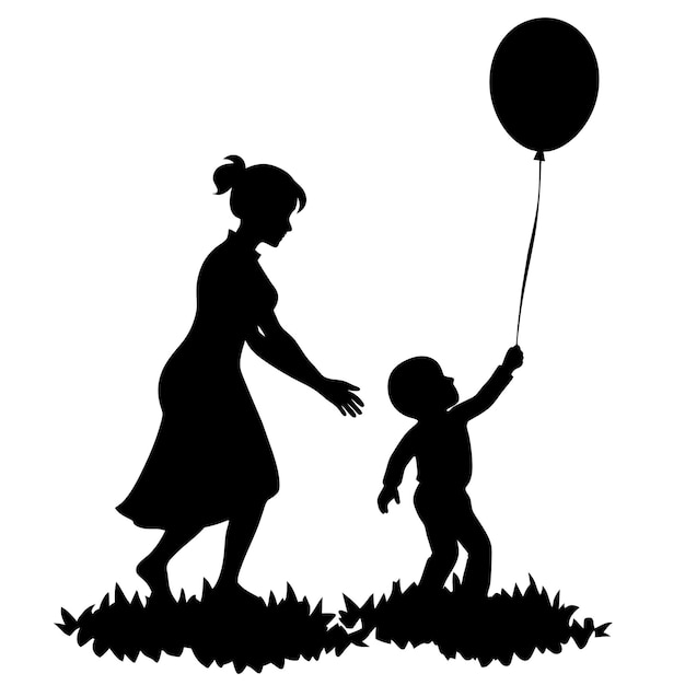Vector mother and child silhouettes vector 5