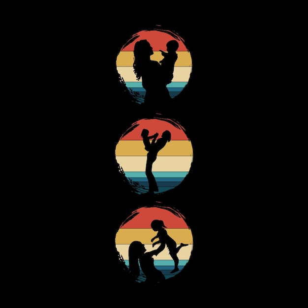 mother and child silhoutte design