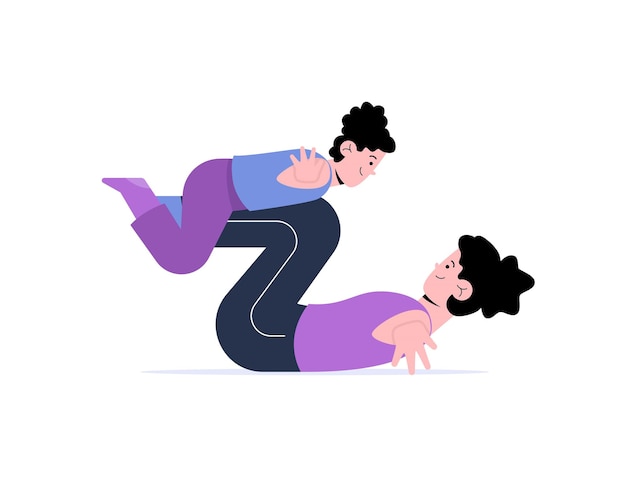 Vector mother and daughter doing yoga
