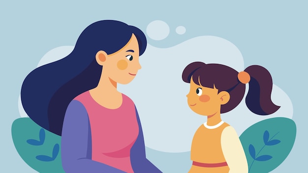 Vector a mother and daughter have a heartfelt discussion about the challenges of motherhood finding comfort