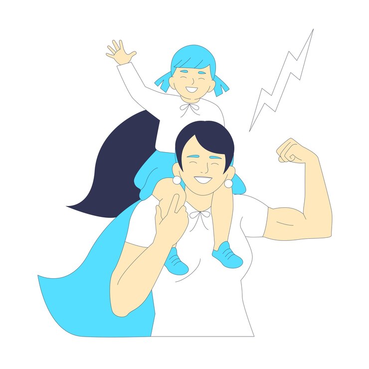 Vector 母と娘のスーパーヒーロー