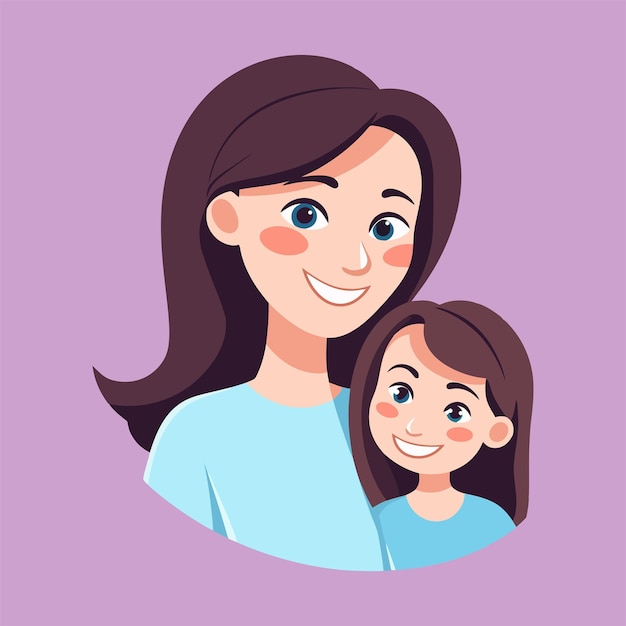 mother and daughter vector flat illustration